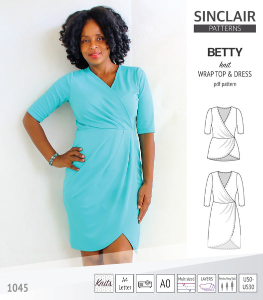 Betty faux wrap knit dress (PDF ...
